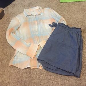 • j crew bundle : top + skirt •