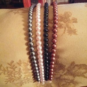 4 faux pearl headbands - gently used (065)