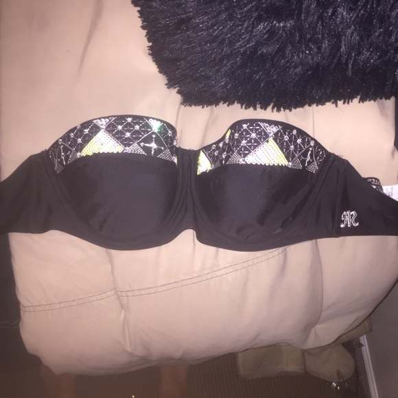 Miss Me Black Strapless Bathing Suit Top