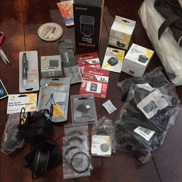 Camera lenses camera bag SD card etc.