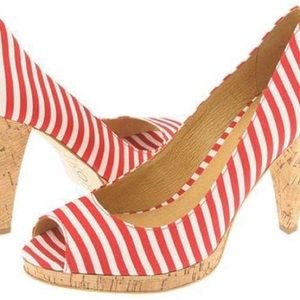 KORS Michael Kors Red Cabana Stripe Fabric Size 8