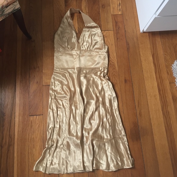 Gold formal halter low back dress