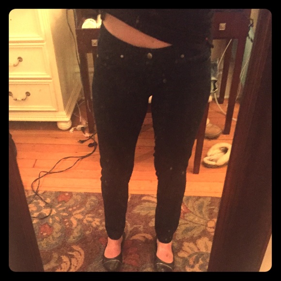 Paige Peg Skinny Jeans, Dark Blue, Size 26