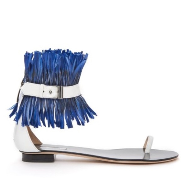 Reed Krakoff Flat Feather Ankle Wrap Sandal sz39