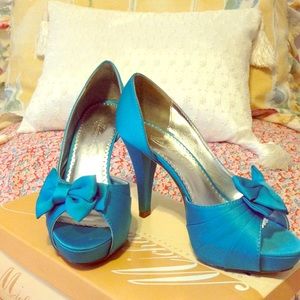 Beautiful blue satin heels