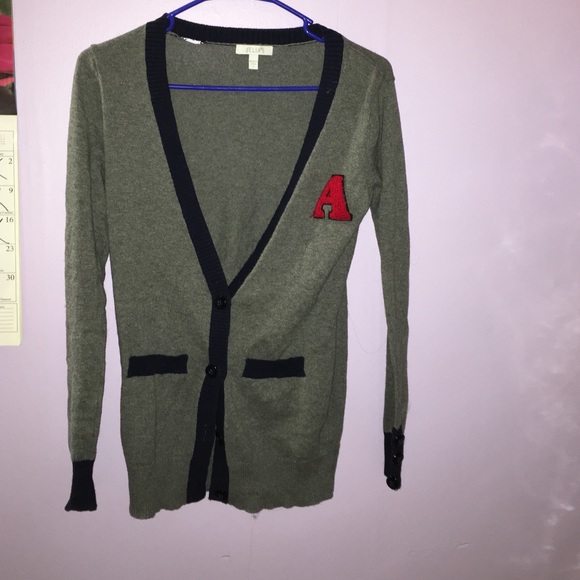 Grey letterman cardigan