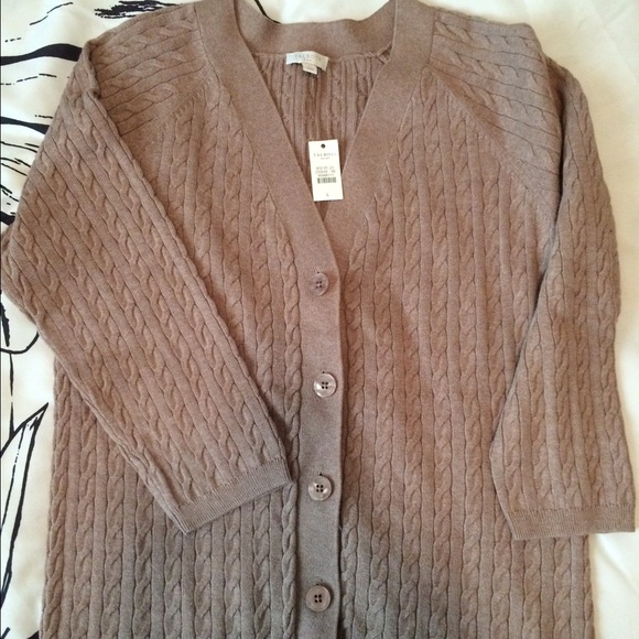 Talbots cable cardigan with 3/4 sleeve.  NWT