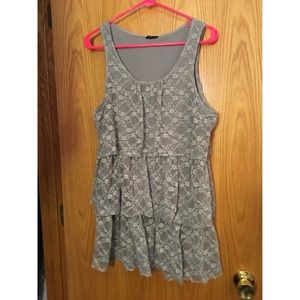 Grey Lace Layer Tank Top