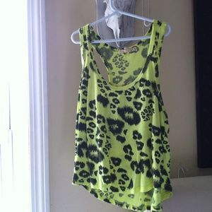 Lime Green/Yellow Cheetah Print, Loose Tank Top