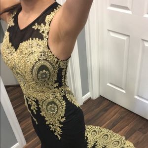Black and Gold Prom Dress