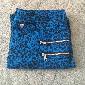 Jessica Louise Blue Leopard Print Skinny Jeans