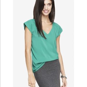 Express Emerald Green Vneck Blouse
