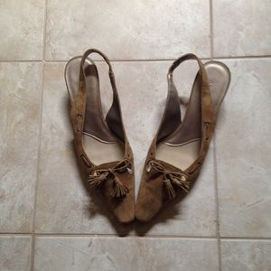 Suede Kitten Heel Sling Back Shoes