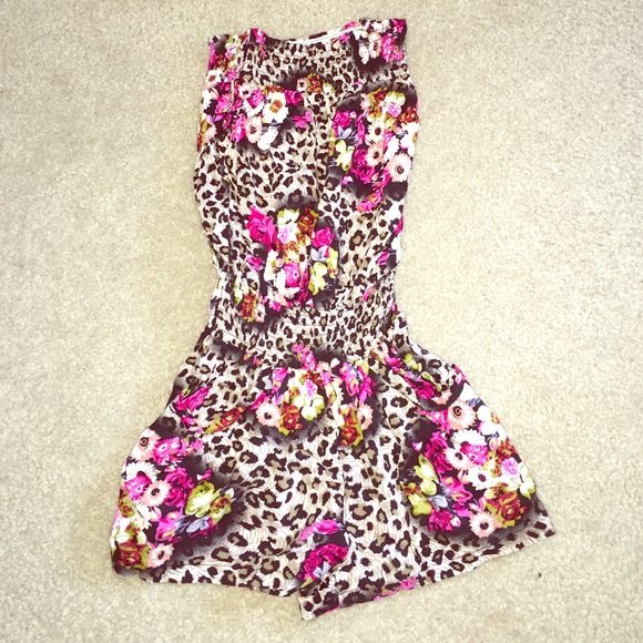 Leopard and flowery romper