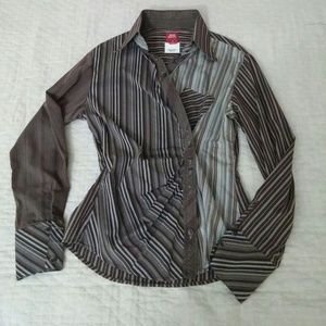 Miss Sixty striped cotton blend button down shirt