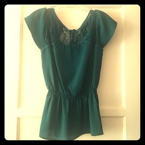 Split Back Teal Blouse