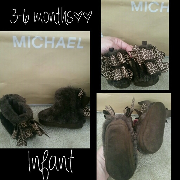 Adorable infant 3-6 months brown cheetah bow boots