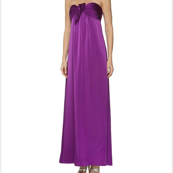 BCBG satin knot front strapless dress