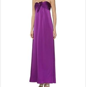 BCBG satin knot front strapless dress