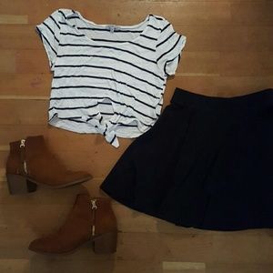 Striped crop top with tie