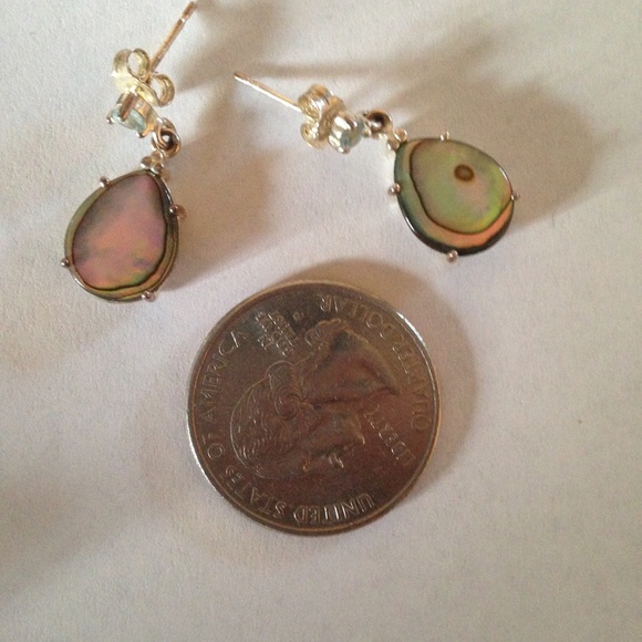 VINTAGE Real abalone earrings - Picture 2 of 3