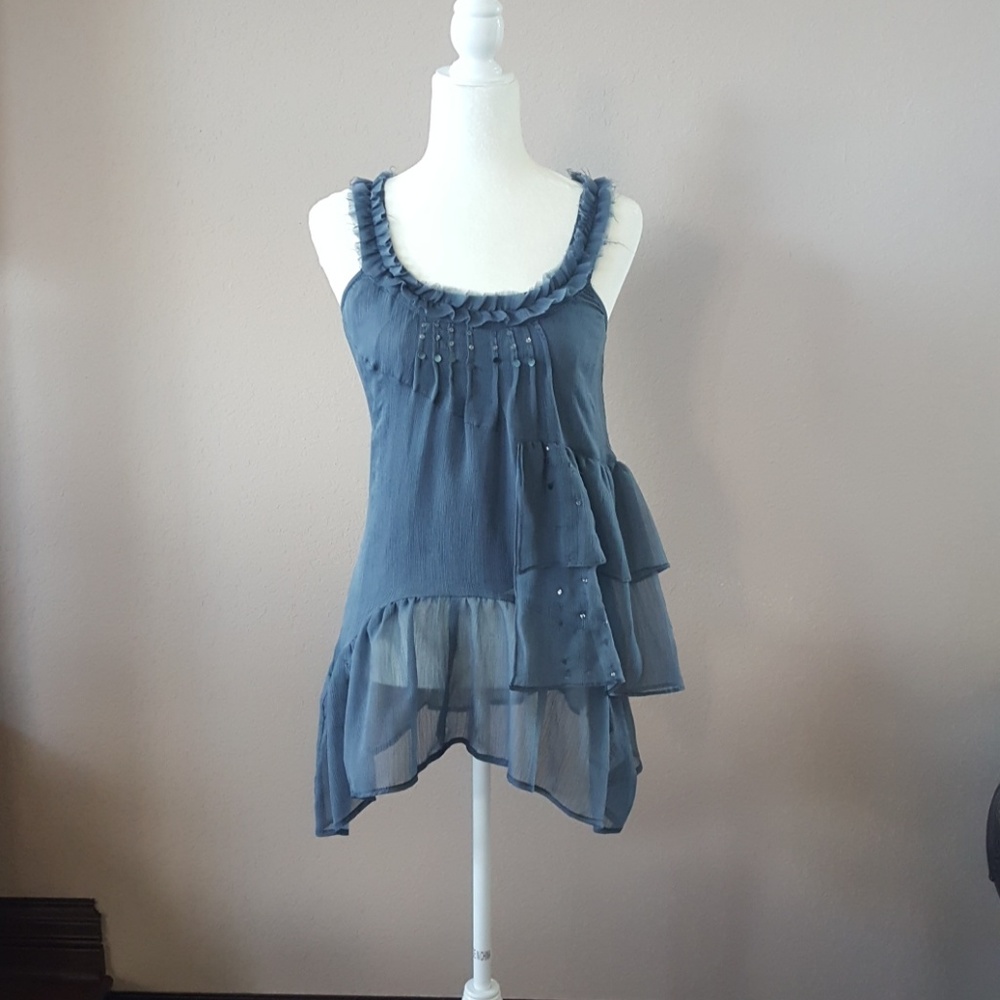 Grey sheer willow & clay top.  Size XS