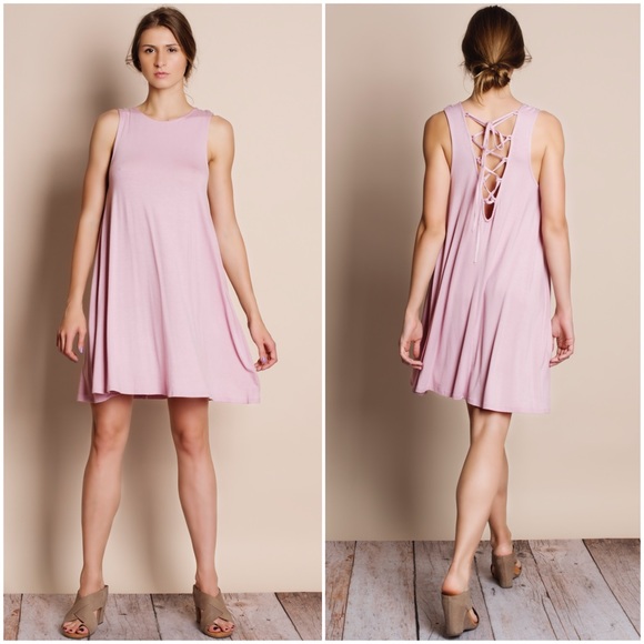 Lace Up Back Tank Dress - Picture 4 of 4