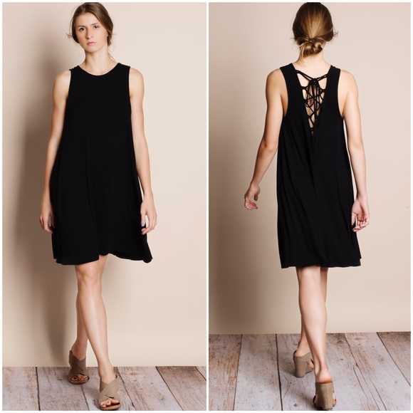 Lace Up Back Tank Dress - Picture 4 of 4