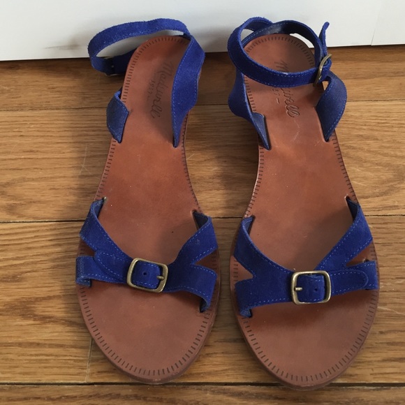 Madewell blue suede small wedge sandals