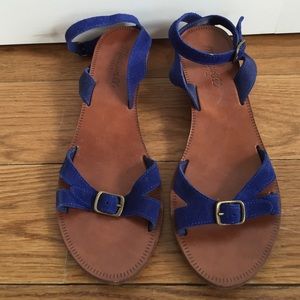 Madewell blue suede small wedge sandals