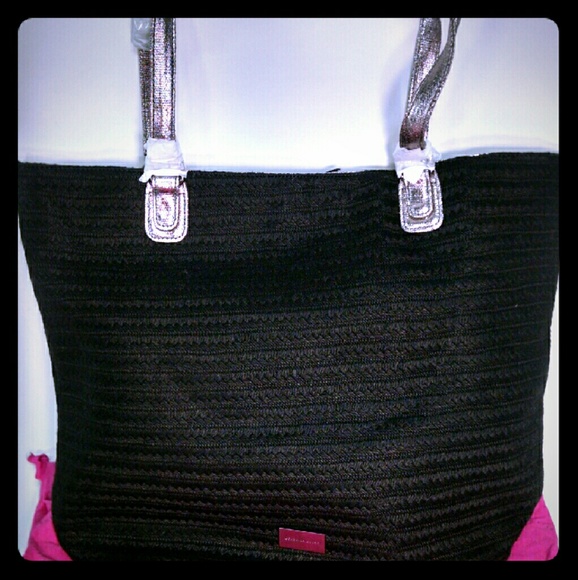 Cornelia Guest Black/Gunmetal Large Woven Tote Bag