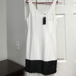 Cute white dress with faux leather trim