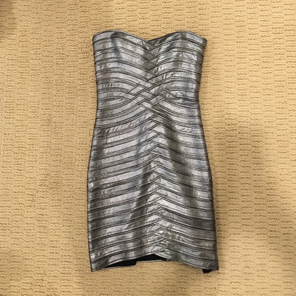BCBG MaxAzria Silver bandage dress Sz XXS