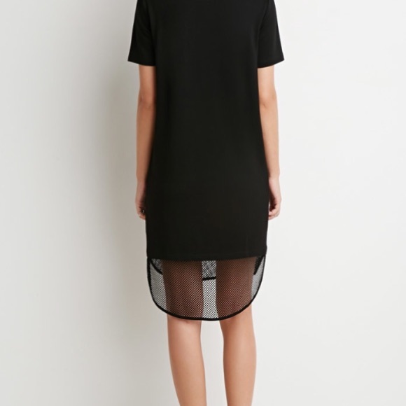 Black Mesh-Hem T-shirt Dress - Picture 2 of 4