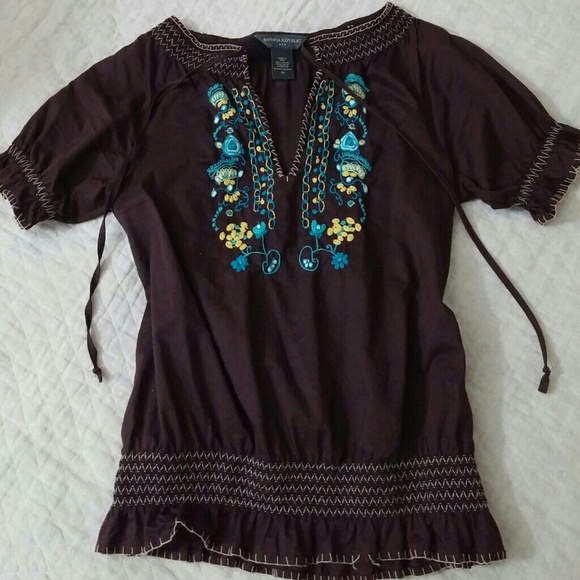 Banana Republic cotton peasant top w/embroidery
