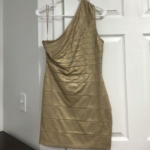 Gold fancy one shoulder dress