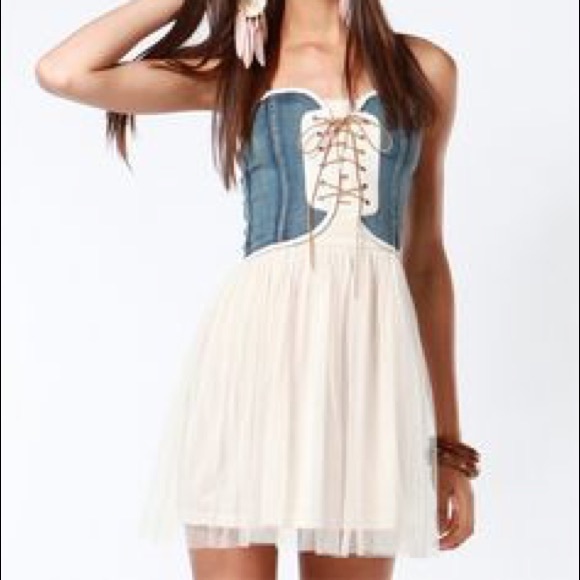 Lace Me Up Jean Bustier Dress