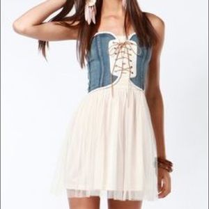 Lace Me Up Jean Bustier Dress
