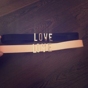 Forever 21 LOVE black and pale pink waist belts