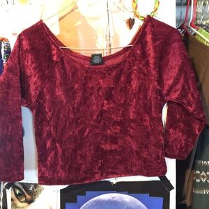 Red Velvet 3/4 Sleeve Crop Top