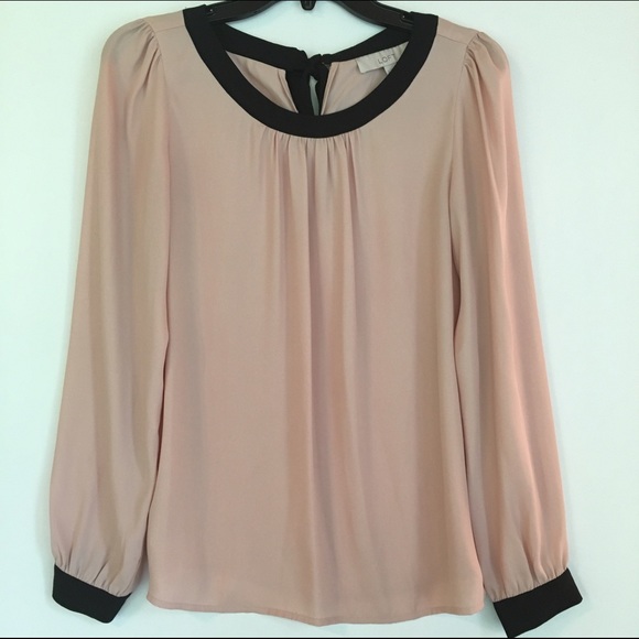 LOFT Tops Blush Pink Black Blouse Poshmark