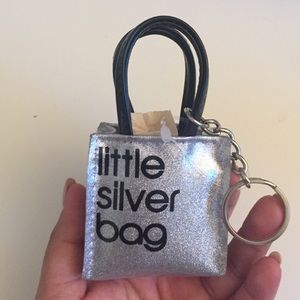 Bloomingdales little silver bag keychain