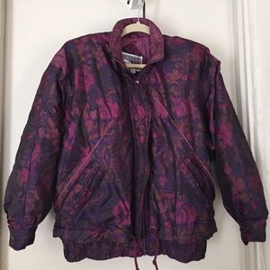 Vintage 80's Floral Shimmer Snow Ski Jacket