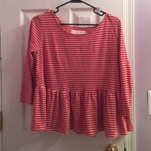 Red & White Striped Peplum