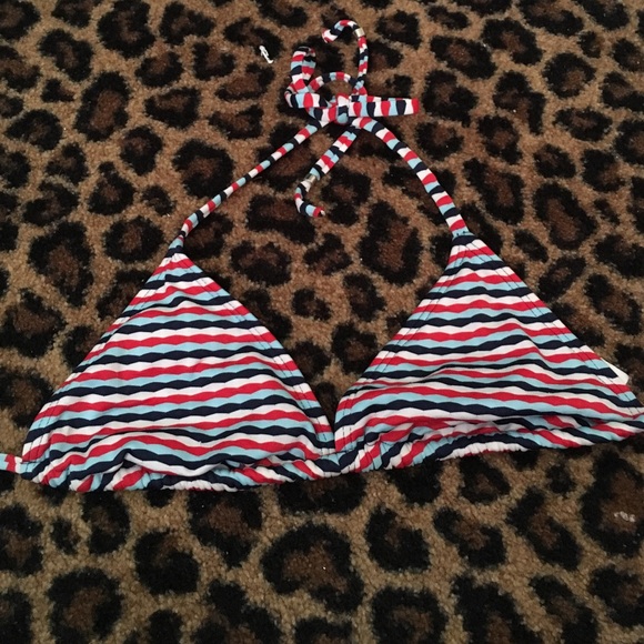 multi colored striped bikini top