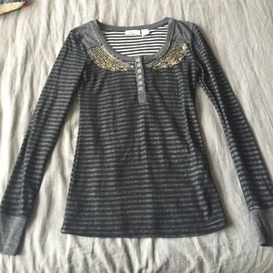 Buckle Miss Me long sleeve striped shirt