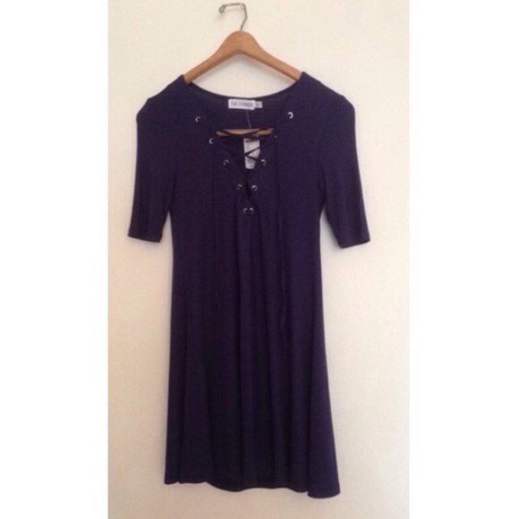 Blue Dress with Lace Up Front