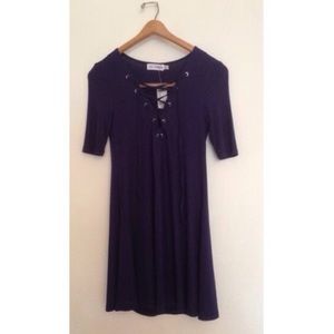 Blue Dress with Lace Up Front