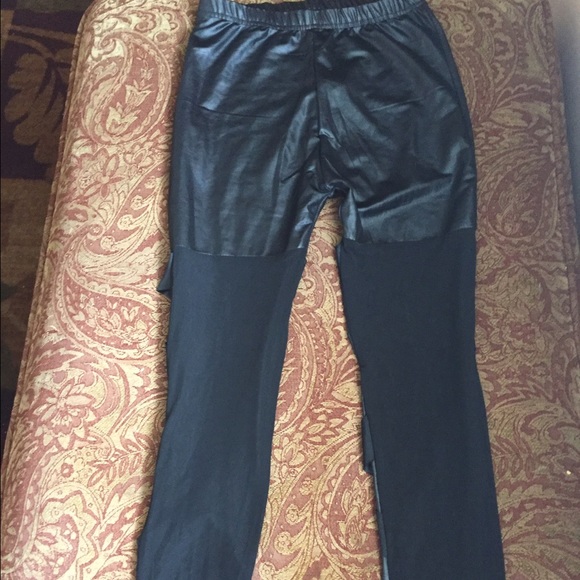 SOLD-Leather Look Leggings with cut out design - Picture 2 of 2