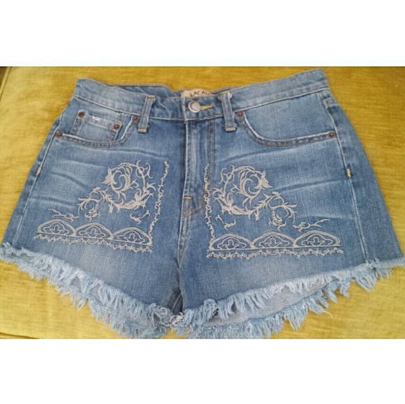 Free People Embroidered Cut Off Shorts
